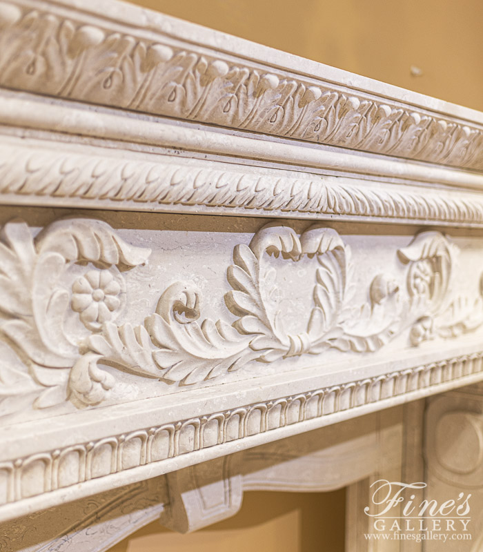 Marble Fireplaces  - Oversized Italian Perlato Marble Fireplace Mantel - MFP-2261